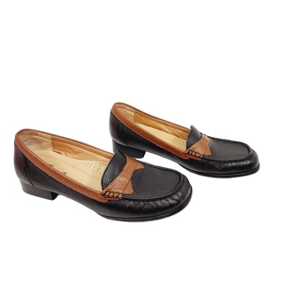 Trotters Slip on Loafers - NWT‎ - Womens 7.5 - Lindy Black and Cognac - Picture 5 of 10